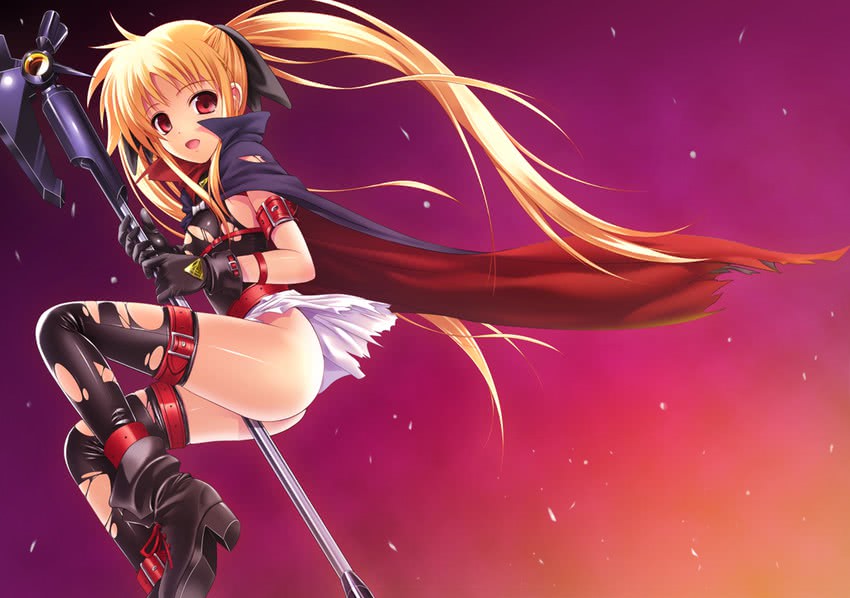 fate testarossa and bardiche (lyrical nanoha and 1 more) drawn by 40010prototype
