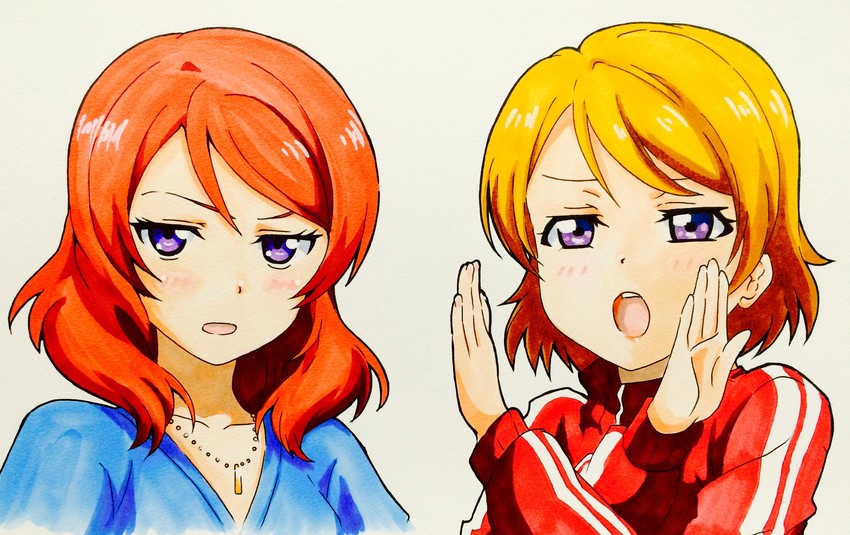 nishikino maki and koizumi hanayo (love live! and 1 more) drawn by binoring