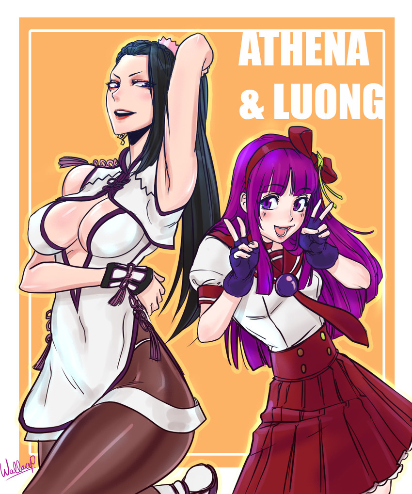 asamiya athena and luong (the king of fighters and 1 more) drawn by wallace_pires