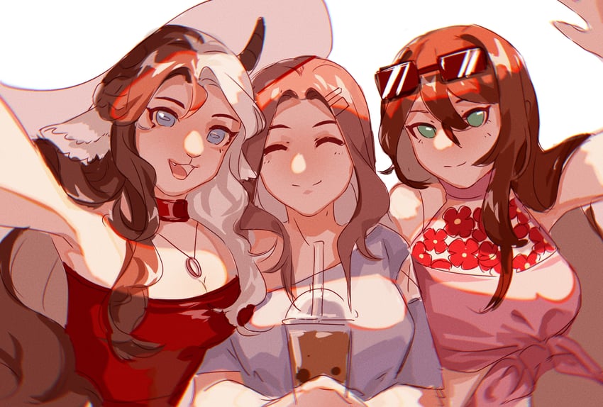 nihachu, captainpuffy, and hannahxxrose (minecraft youtube and 1 more) drawn by muyinxia_(yinxia566)