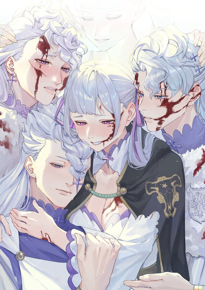 noelle silva, nozel silva, nebra silva, acier silva, and solid silva (black clover) drawn by sosuke_ppp