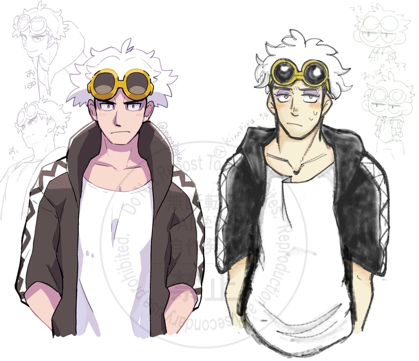 guzma (pokemon and 1 more) drawn by kinnpira_74 and nyoripoke