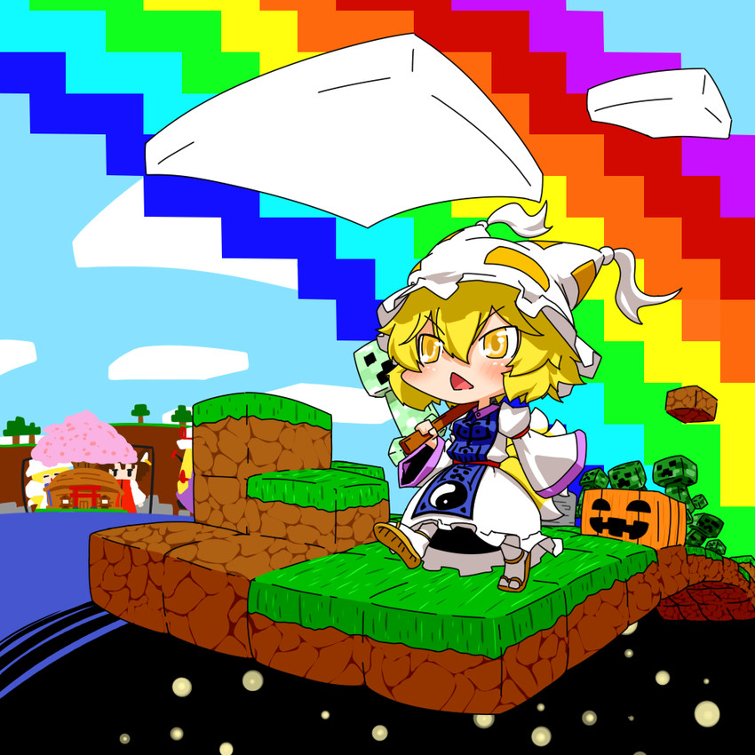 yakumo yukari, yakumo ran, chen, and creeper (touhou and 1 more) drawn by yuuki_(yukigeshou_hyouka)