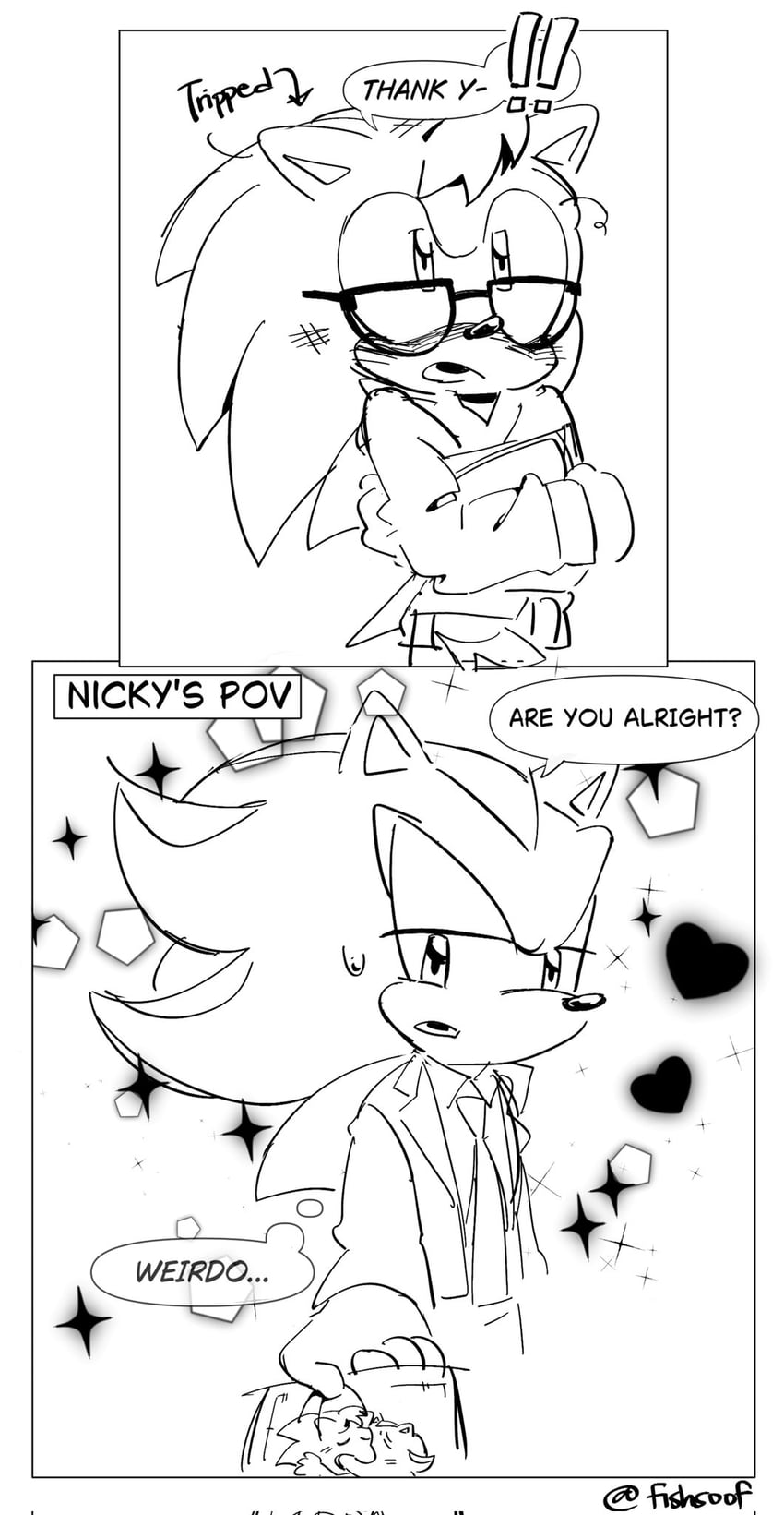 sonic the hedgehog, shadow the hedgehog, and nicky (sonic and 1 more) drawn by fishsoof