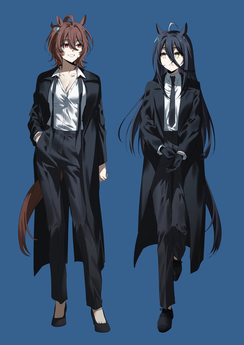 agnes tachyon and manhattan cafe (umamusume) drawn by duck_sal
