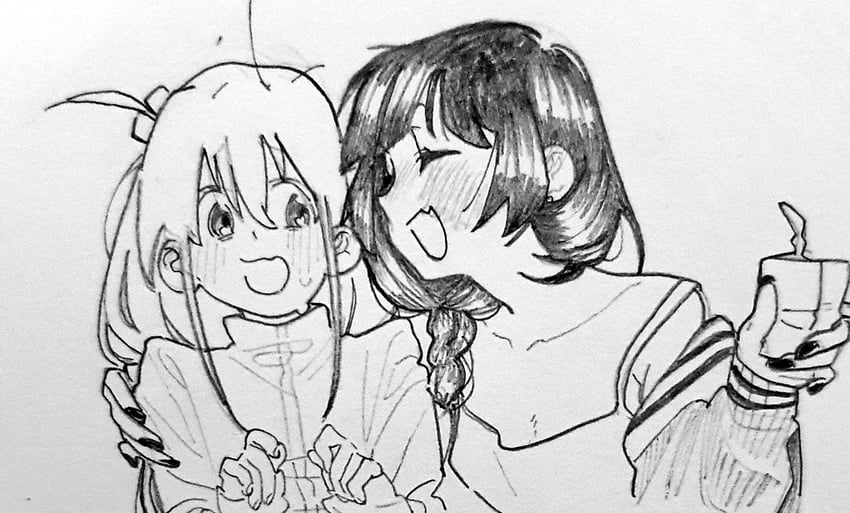 gotoh hitori and hiroi kikuri (bocchi the rock!) drawn by samipeko