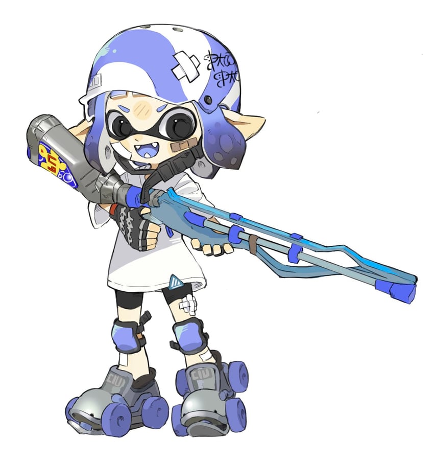 inkling player character and inkling girl (splatoon and 1 more) drawn by yabi_(akfkzkcl)