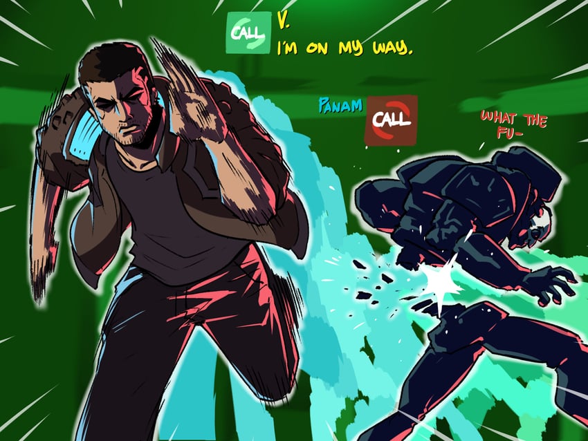 v and adam smasher (cyberpunk and 1 more) drawn by tina_fate
