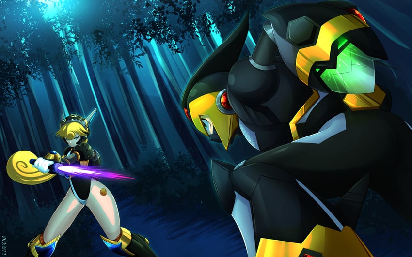 x, marino, and shadow armor x (mega man and 3 more) drawn by axasempai