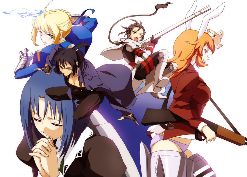 artoria pendragon, saber, charlotte e. yeager, alphard, rokujou miyuki, and 1 more (fate and 7 more) drawn by kisetsu