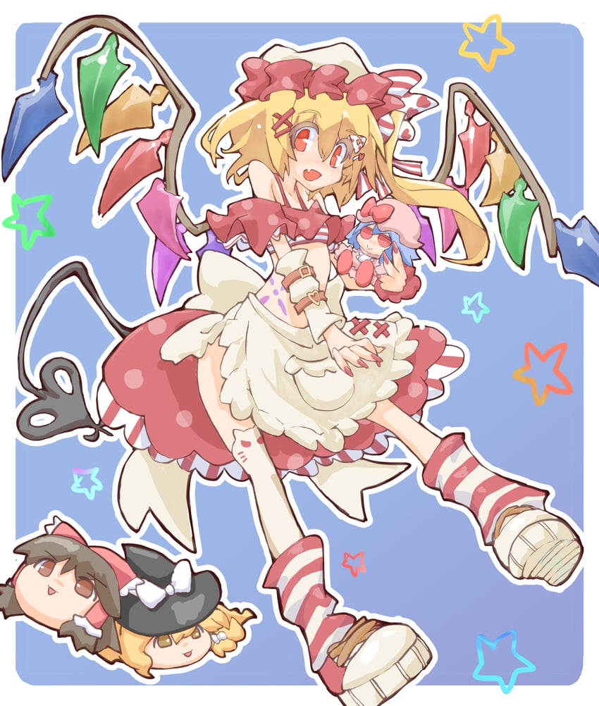 hakurei reimu, kirisame marisa, remilia scarlet, and flandre scarlet (touhou and 1 more) drawn by yamasina009