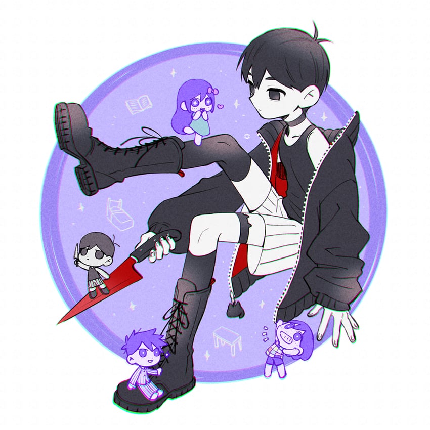 omori, aubrey, kel, and hero (omori) drawn by toastytoast