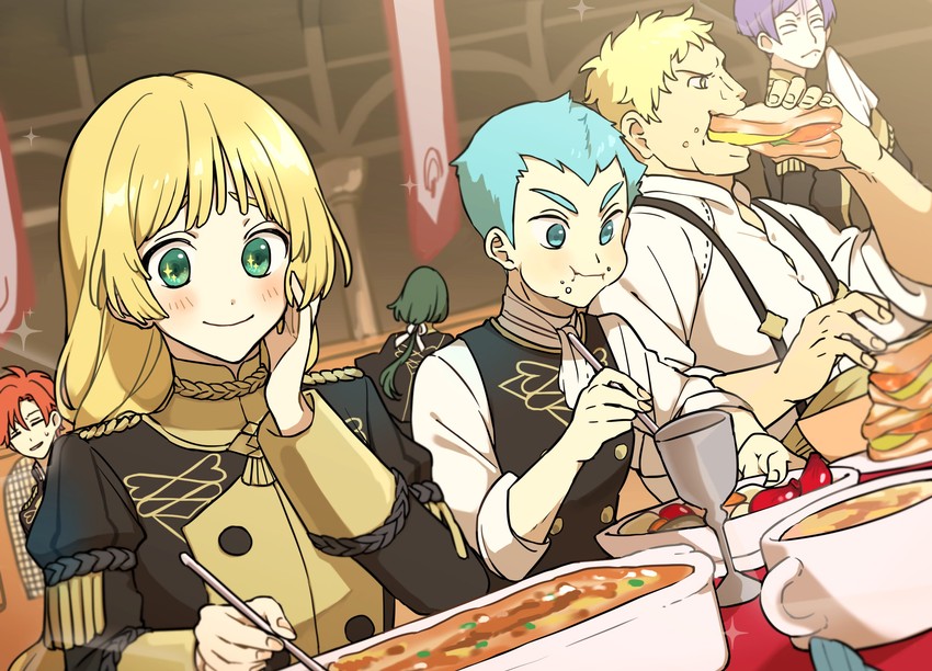 ingrid brandl galatea, sylvain jose gautier, linhardt von hevring, lorenz hellman gloucester, caspar von bergliez, and 1 more (fire emblem and 1 more) drawn by ayuppe