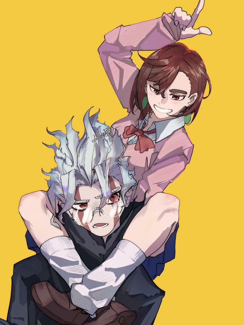 ayase momo and takakura ken (dandadan) drawn by lmn3_illust