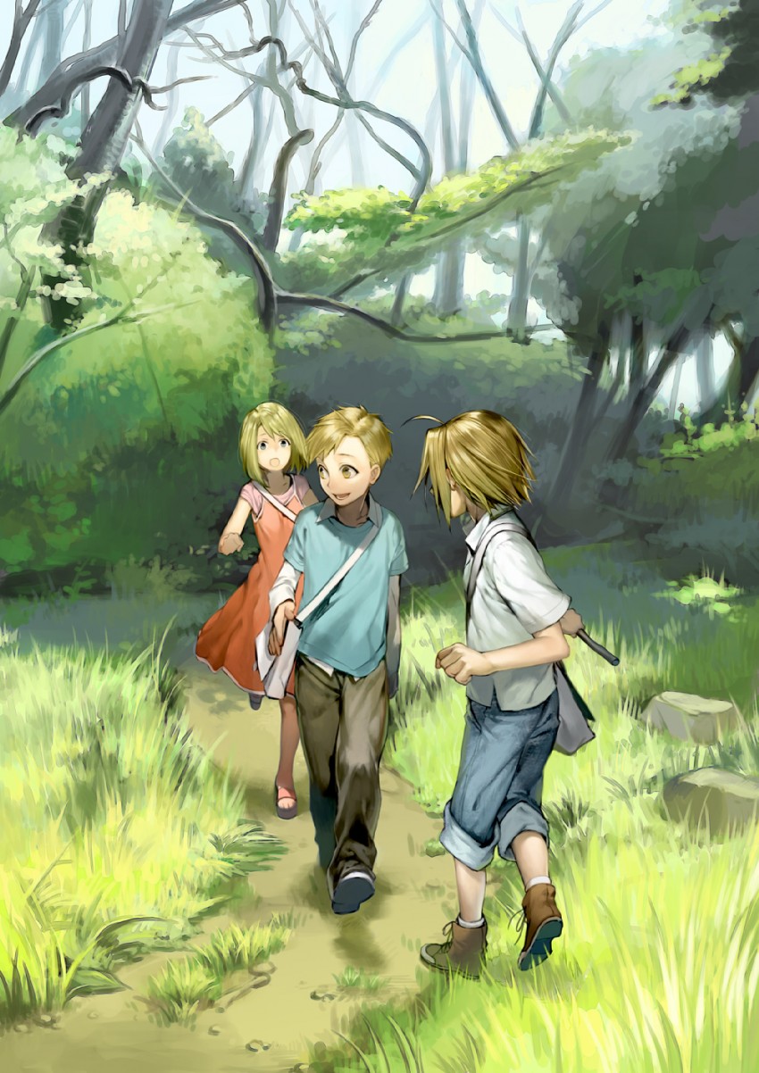 edward elric, alphonse elric, and winry rockbell (fullmetal alchemist) drawn by naoko_(naonocoto)
