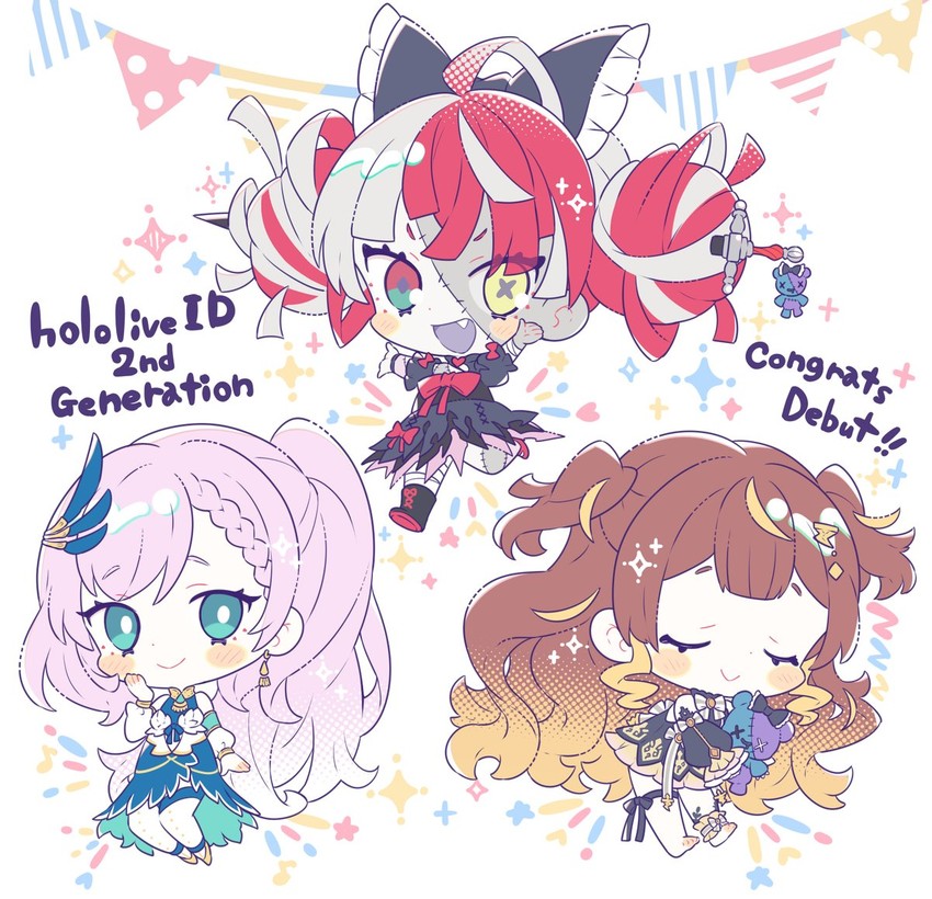 kureiji ollie, pavolia reine, and anya melfissa (hololive and 1 more) drawn by uekura_eku