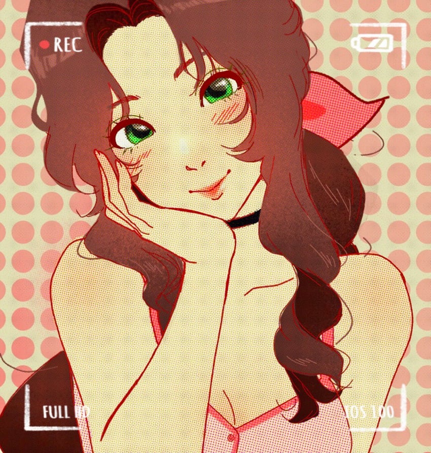 aerith gainsborough (final fantasy and 1 more) drawn by softp3ach