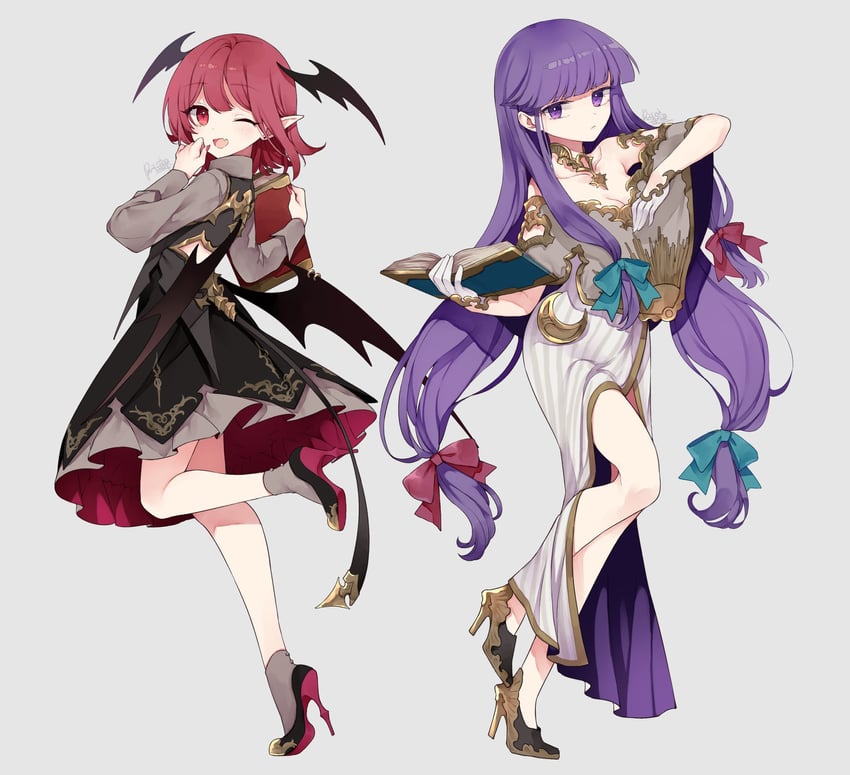 patchouli knowledge and koakuma (touhou) drawn by risui_(suzu_rks)