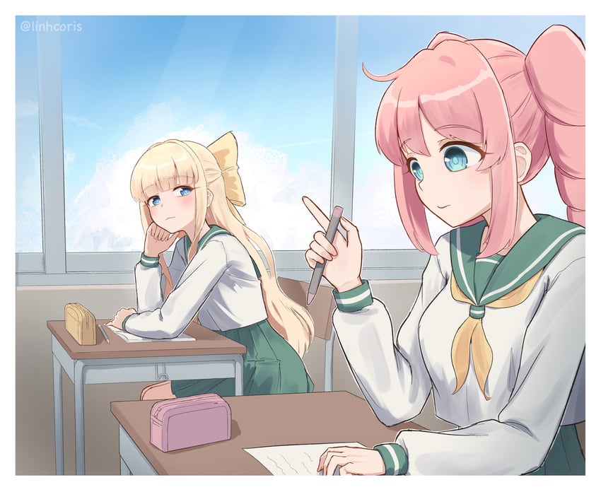 hanabishi haruka and tenkawa kaoruko (mahou shoujo ni akogarete) drawn by linhcoris