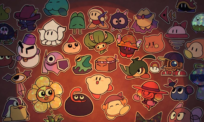 kirby, waddle dee, bandana waddle dee, gooey, scarfy, and 30 more (mario and 2 more) drawn by suyasuyabi