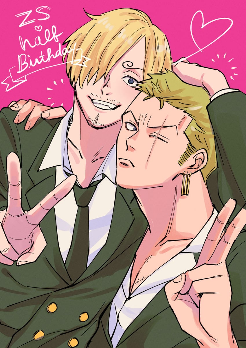 roronoa zoro and sanji (one piece) drawn by urano