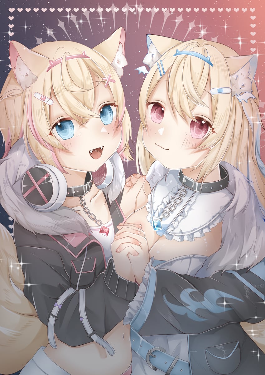 fuwawa abyssgard and mococo abyssgard (hololive and 1 more) drawn by kokonoeshiichi