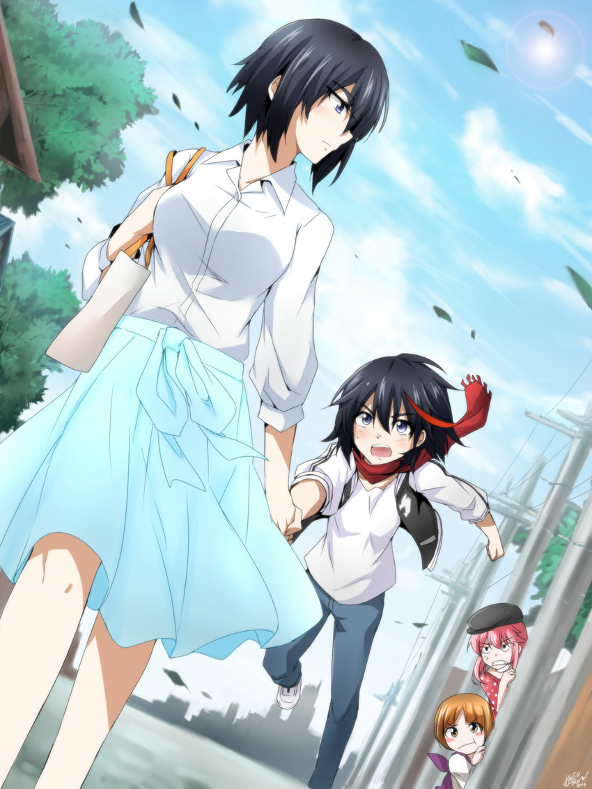 matoi ryuuko, kiryuuin satsuki, mankanshoku mako, and jakuzure nonon (kill la kill) drawn by kago-tan