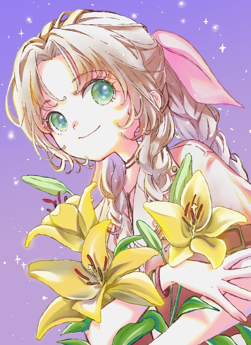 aerith gainsborough (final fantasy and 1 more) drawn by soranko