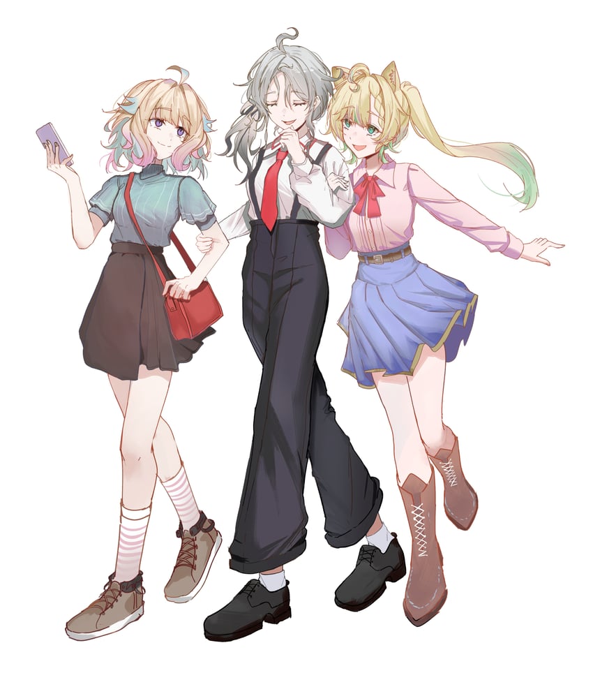 enna alouette, millie parfait, and reimu endou (nijisanji and 1 more) drawn by kaera
