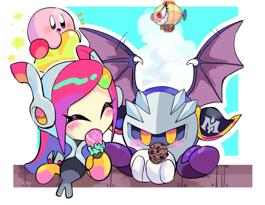 kirby, meta knight, susie, and kabula (kirby and 1 more) drawn by hakaba_(ksni_tbn)