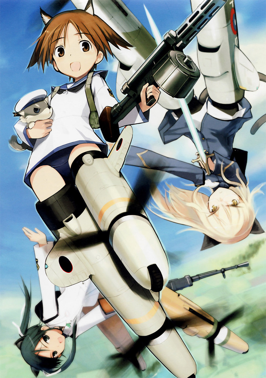 miyafuji yoshika, perrine h. clostermann, francesca lucchini, and kuji kanesada (world witches series and 1 more) drawn by shimada_fumikane