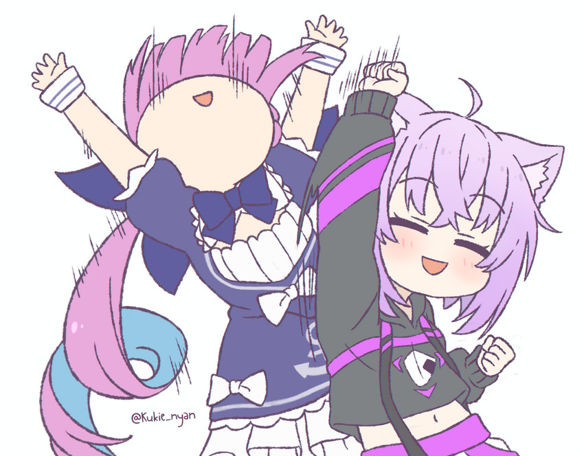 nekomata okayu and minato aqua (hololive) drawn by kukie-nyan