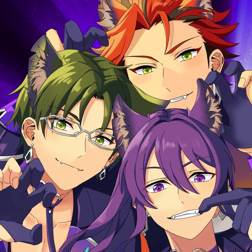 kanzaki souma, kiryu kuro, and hasumi keito (ensemble stars!) drawn by uicos0205