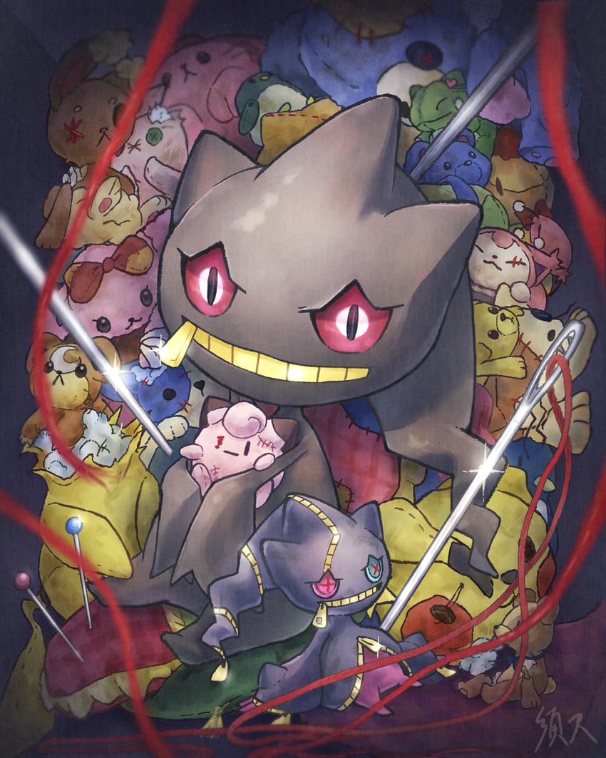 pikachu, lopunny, clefairy, skitty, banette, and 2 more (pokemon) drawn by suama_(haruichi)