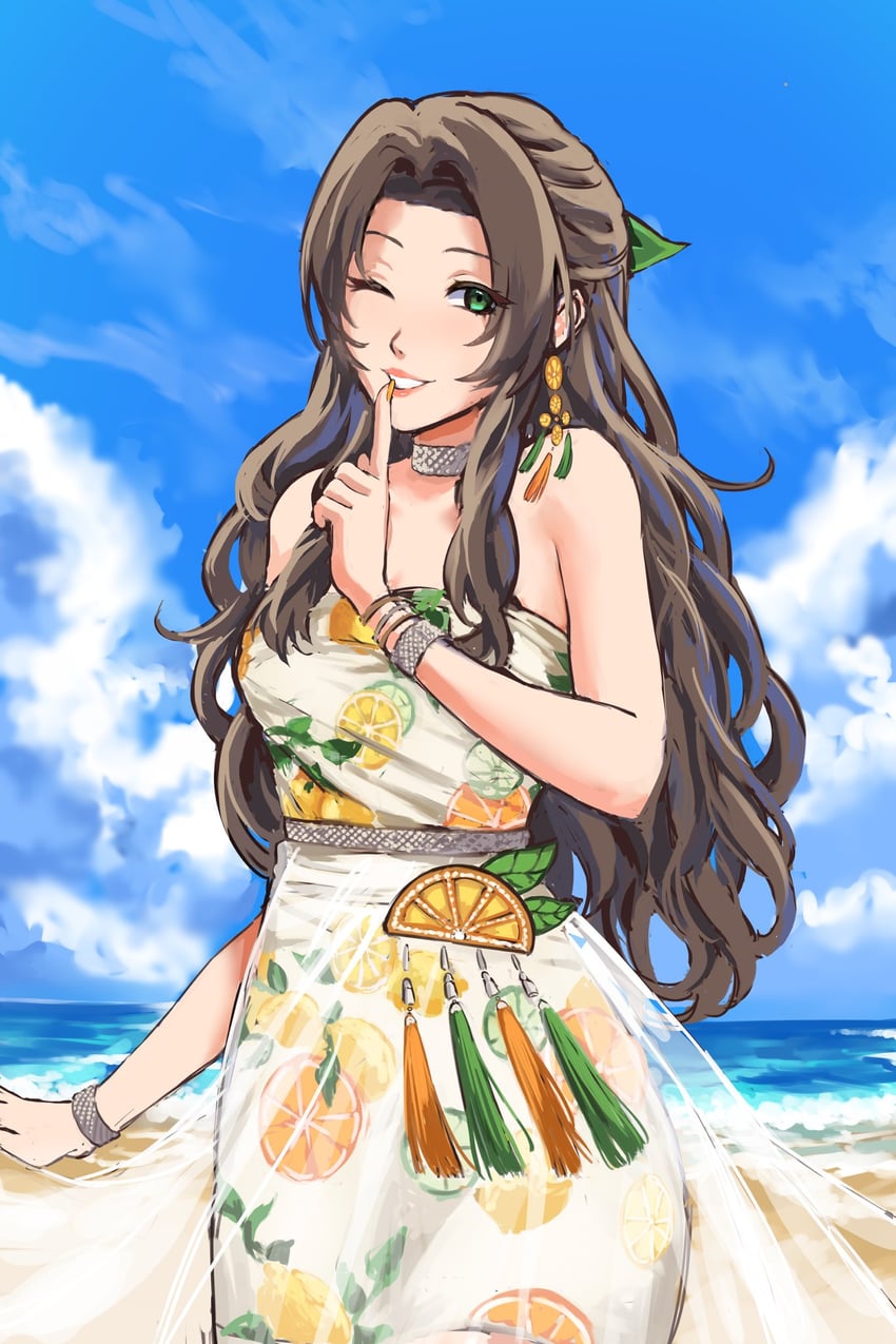 aerith gainsborough (final fantasy and 2 more) drawn by kivavis