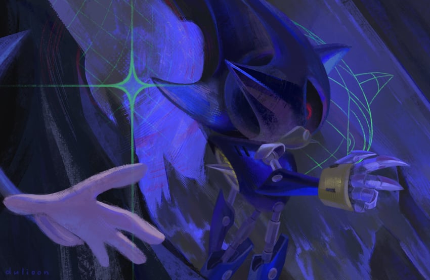 sonic the hedgehog and metal sonic (sonic) drawn by dulioon