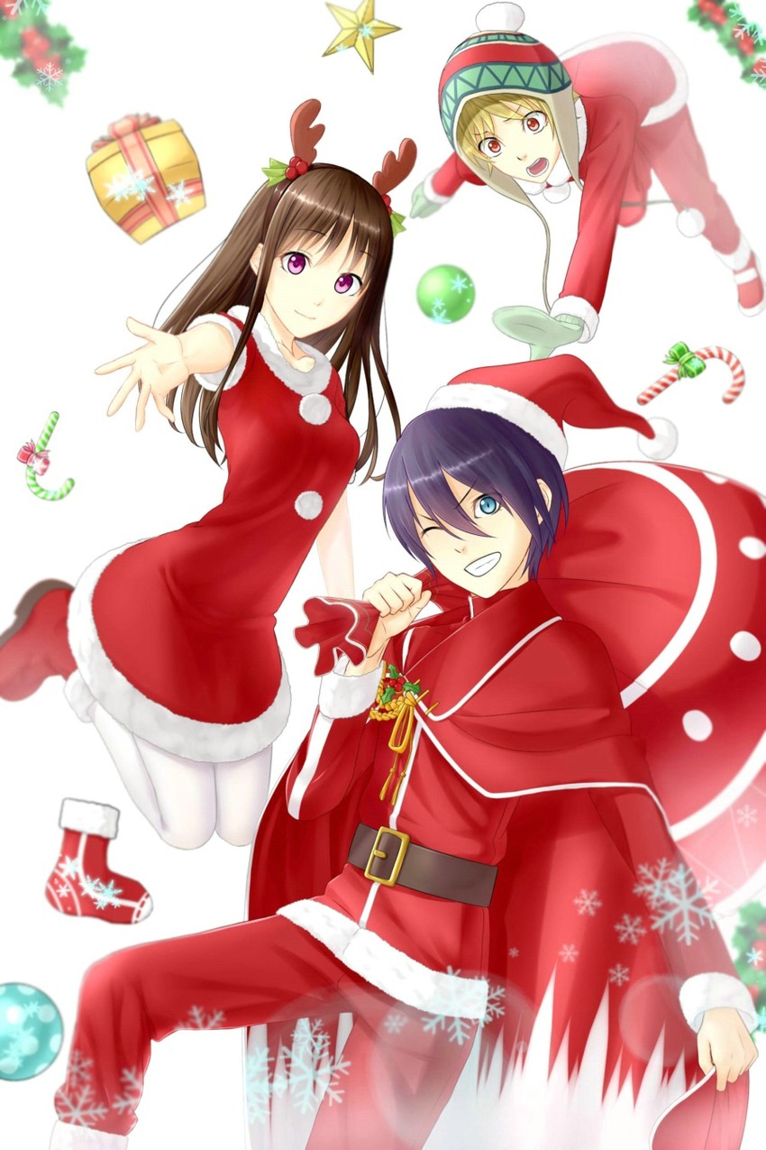 yato, iki hiyori, and yukine (noragami) drawn by wonton_(artist)