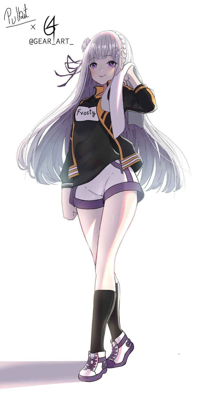 emilia (re:zero kara hajimeru isekai seikatsu) drawn by cedric_(gear_art) and pulkit200