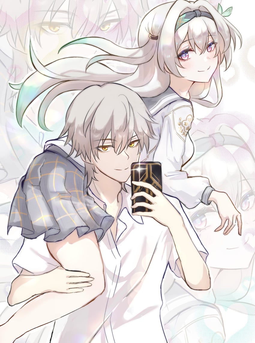 trailblazer, firefly, and caelus (honkai and 1 more) drawn by ajft52o4jw30403