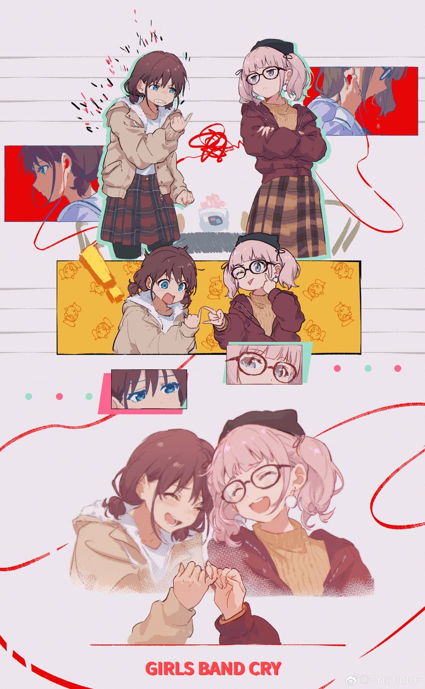 iseri nina and hina (girls band cry) drawn by yumuto_(spring1786)