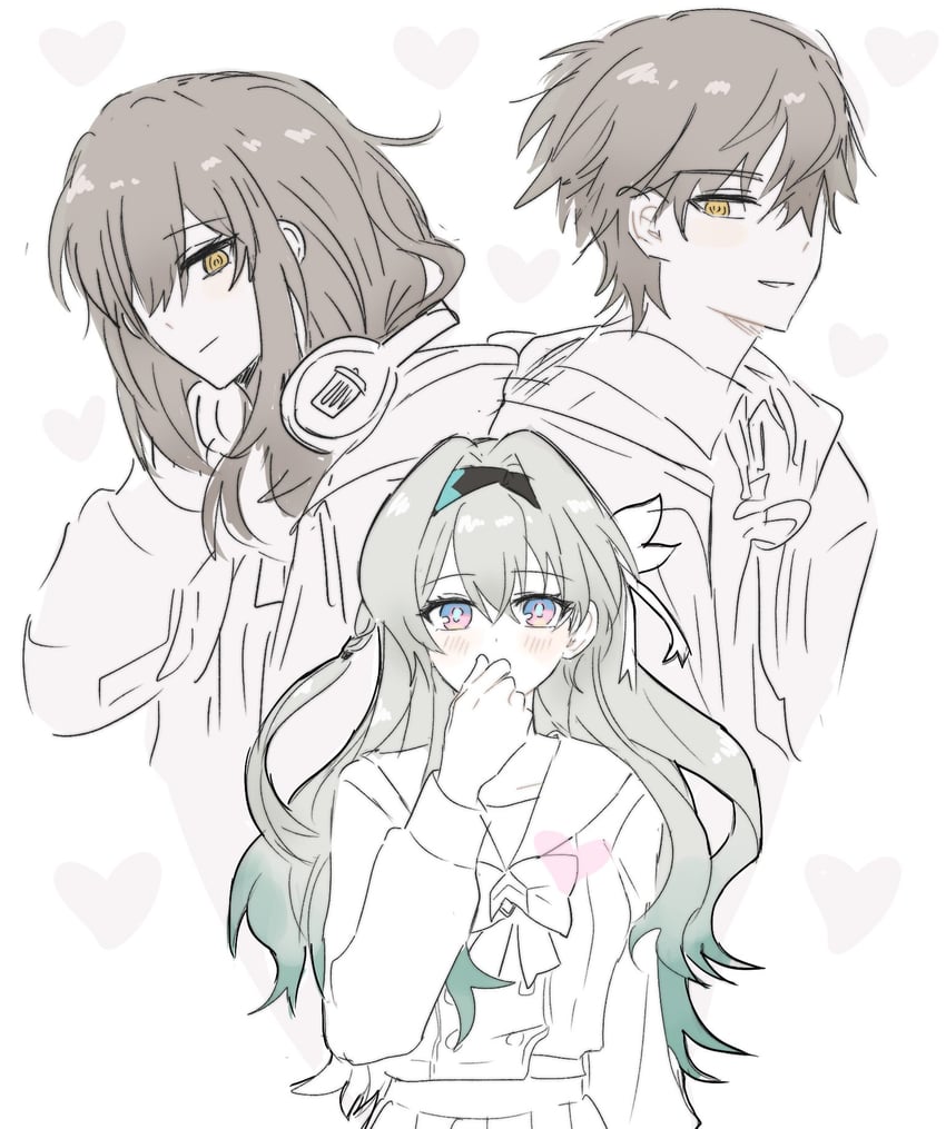 trailblazer, firefly, stelle, and caelus (honkai and 1 more) drawn by yoursansface