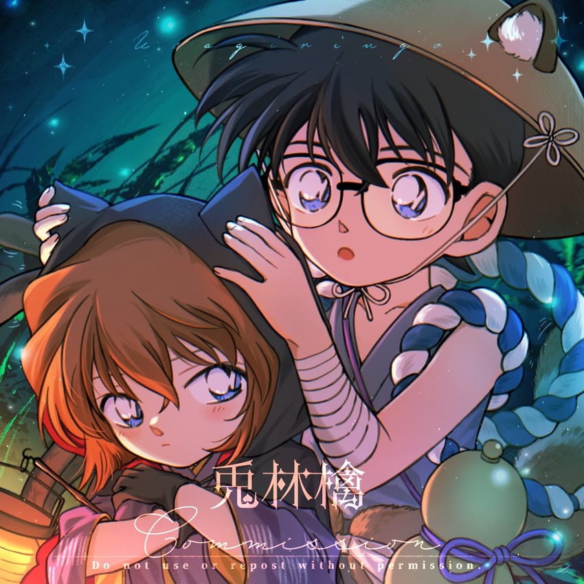 edogawa conan and haibara ai (meitantei conan) drawn by usagi_ringo
