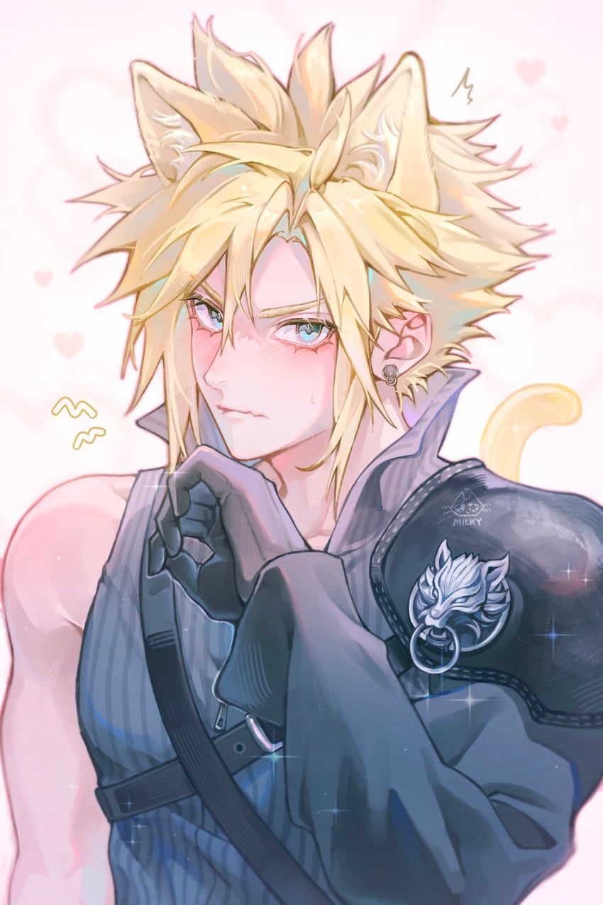 cloud strife and fenrir (final fantasy and 2 more) drawn by milkystati0n