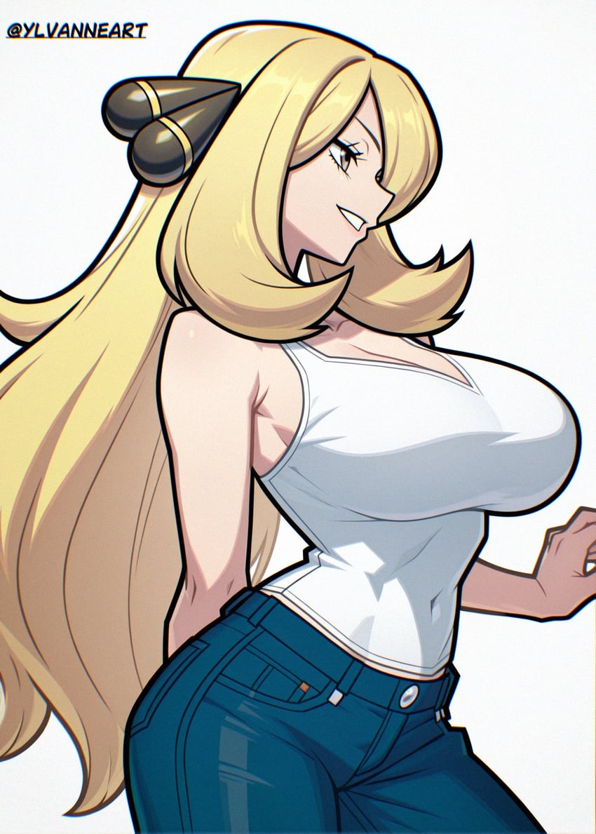 cynthia (pokemon and 1 more) drawn by ylvanne