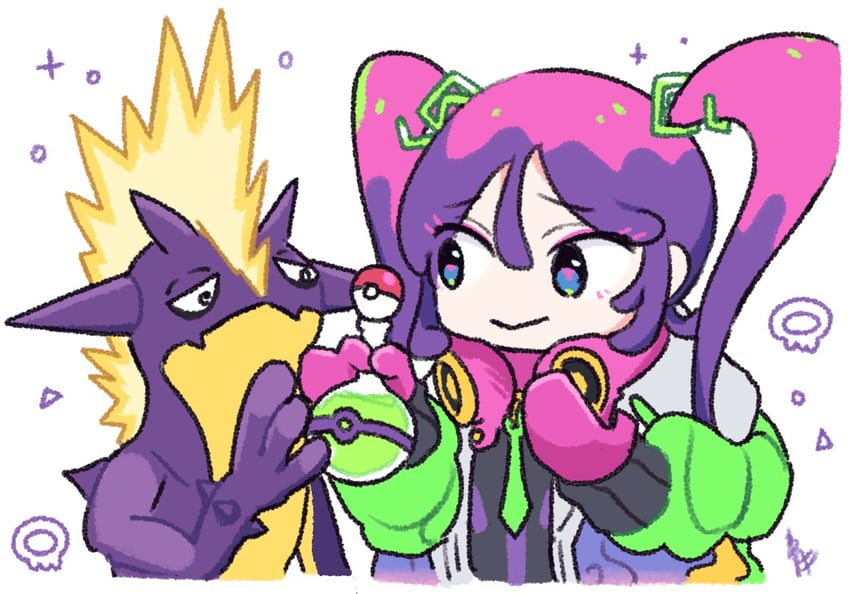 hatsune miku, toxtricity, and poison miku (pokemon and 2 more) drawn by aoiyui