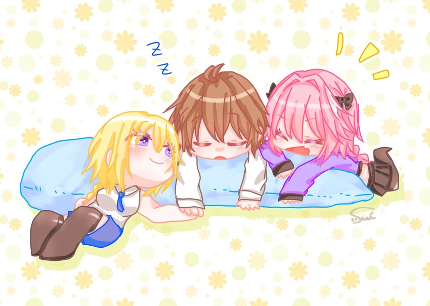 jeanne d'arc, astolfo, and sieg (fate and 1 more) drawn by h2o_(@h2osu5)