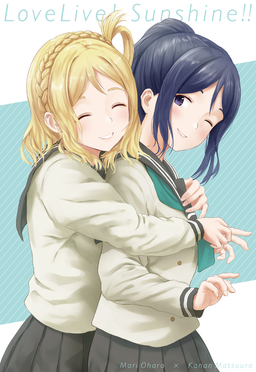 matsuura kanan and ohara mari (love live! and 1 more) drawn by papi_(papiron100)