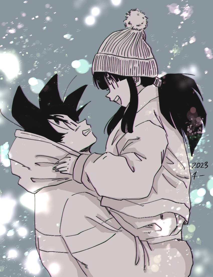 son goku and chi-chi (dragon ball and 1 more) drawn by chi_(cmon_57)