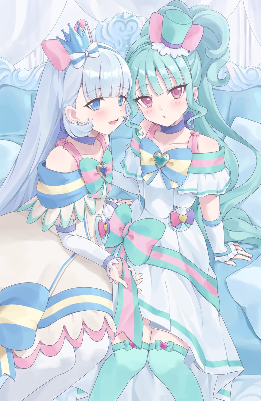 nekoyashiki yuki, nekoyashiki mayu, cure nyammy, and cure lillian (precure and 1 more) drawn by nemuiyoo00