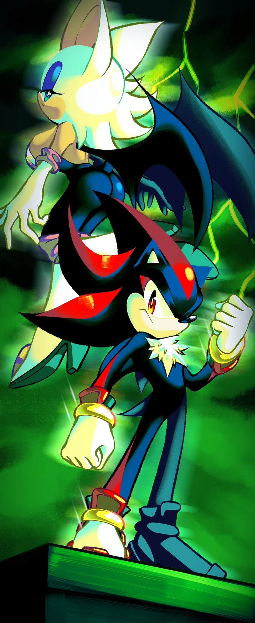 shadow the hedgehog and rouge the bat (sonic and 1 more) drawn by nano_(nanolovesyou)